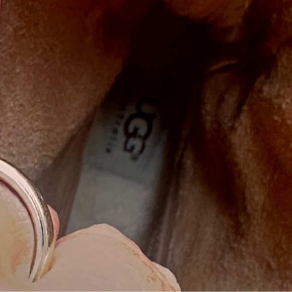 UGG Tan Heeled Boots with Slouchy Back Bow Tie Design Size 9 Wood Heel Mid-calf - Picture 10 of 16